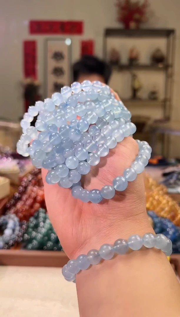 【闪购商品】海蓝宝石手串未镶嵌9+mm海蓝宝手串（多样性发其一）