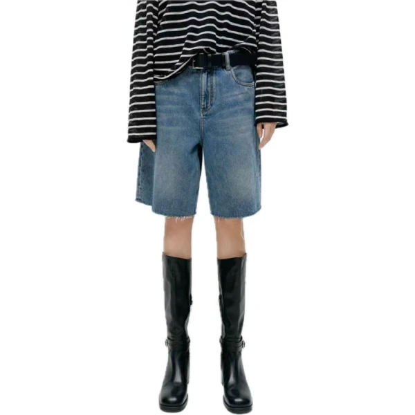 25年夏季显瘦宽松直筒牛仔五分裤1036