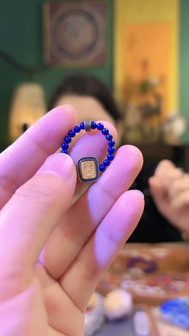 【闪购商品】青金石戒指银S925镶嵌青金石扎基拉姆戒指