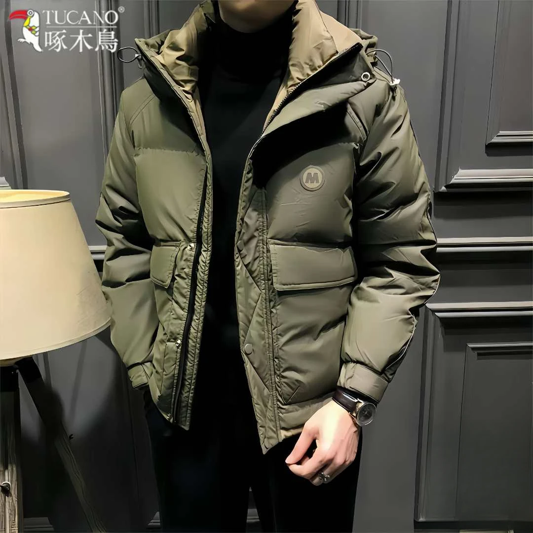 TUCANO/啄木鳥男士冬季防寒服柔软短款加厚舒适保暖御寒连帽外套