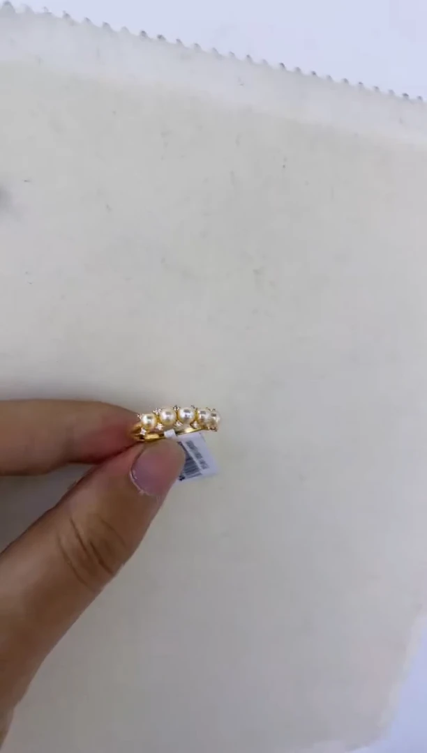 海水珍珠戒指银S925镶嵌戒指羽黄金