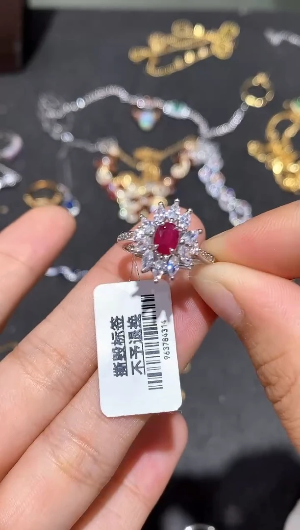 银S925镶嵌戒指红宝石戒指