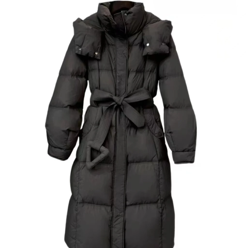 2024休闲连帽韩版形状腰带设计羽绒服外套YR007