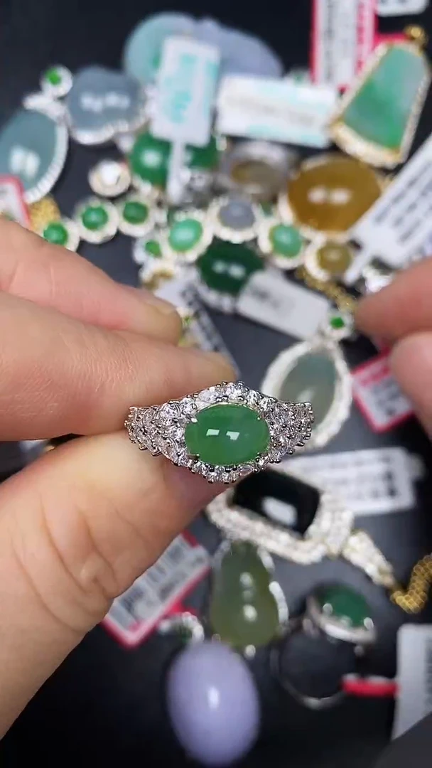 银S925镶嵌戒指翡翠1310