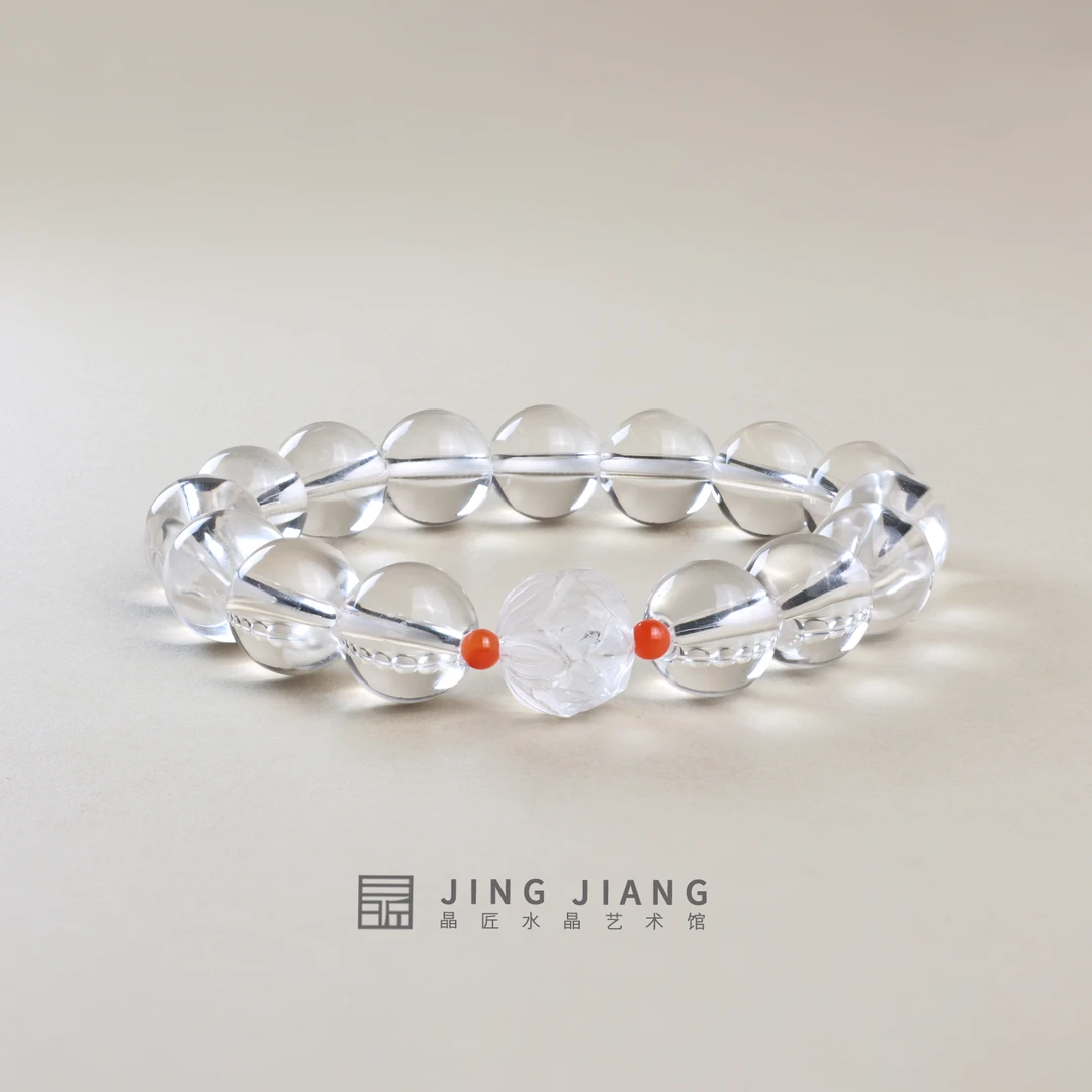 晶匠白水晶莲花手串高透净体男女百搭  编号-Z00134