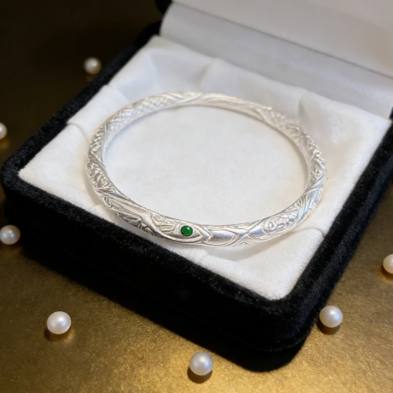 足银手镯 足银999.9 07 乾坤圈镯锤纹实心单圈精美