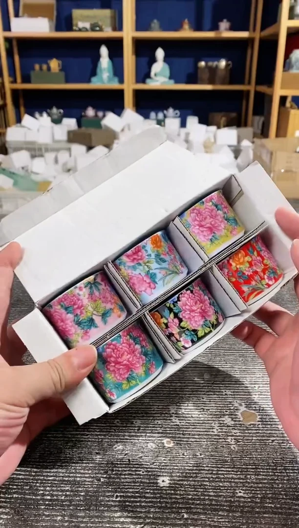 【闪购商品】其他良瓷美品珐琅彩直筒杯6个礼盒装