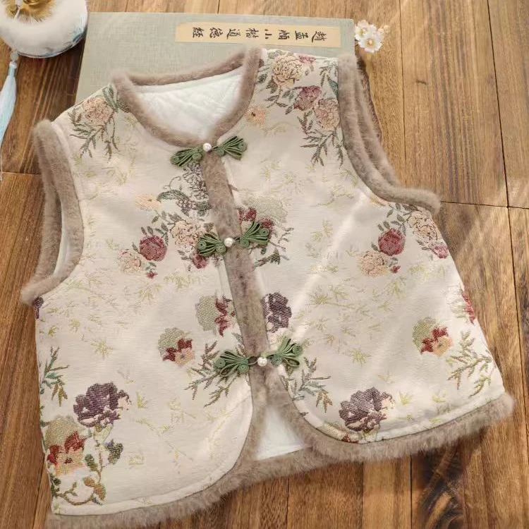 梦路 T610偏小拍大 冬季新款 花朵 马甲加厚旗袍马夹