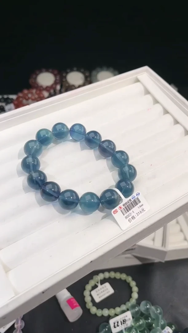 【闪购商品】萤石手链未镶嵌多样性发一蓝绿萤石14mm