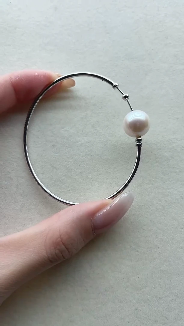 银S925镶嵌淡水珍珠手镯4