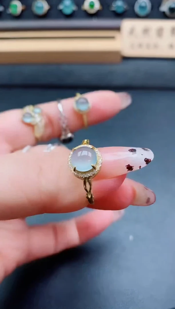 银S925镶嵌戒指翡翠1