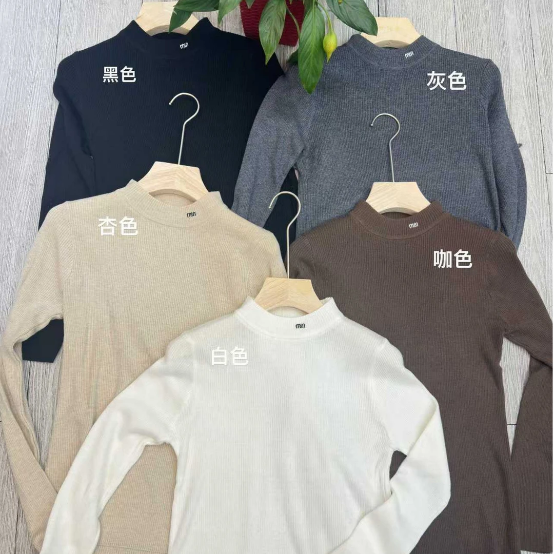 半高领极简风打底衫咖色内搭休闲黑色韩版标准网红毛衫针织