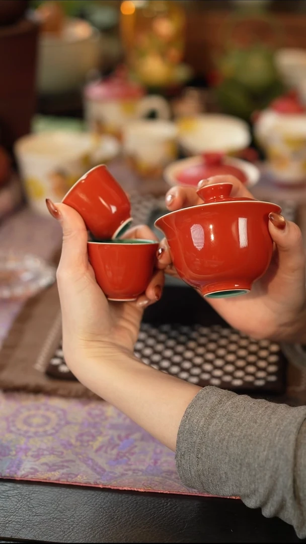 故宫红-福灵盖碗+2杯