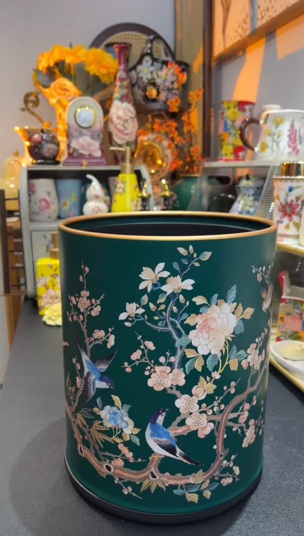 外贸陶瓷家居百货-双层铁艺垃圾桶