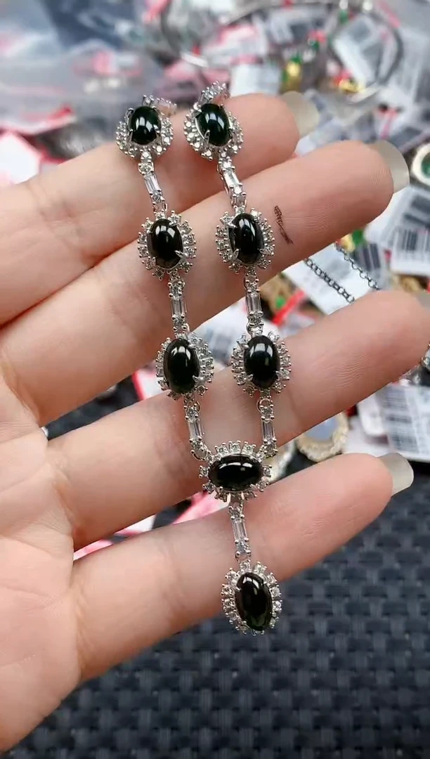 银S925镶嵌戒指翡翠天然A货缅甸翡翠