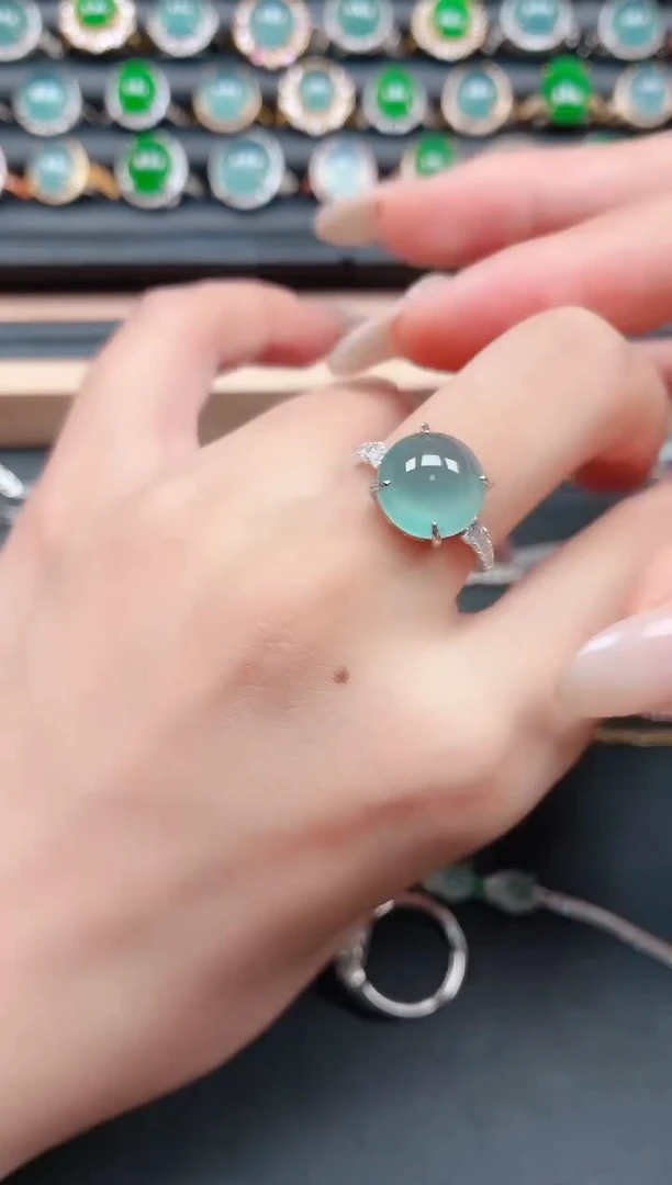 翡翠戒指银S925镶嵌11111