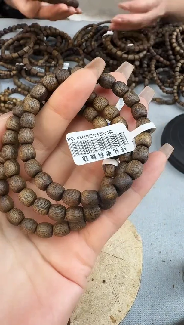 沉香手串0706白奇沉水鼓珠单圈多样性发一