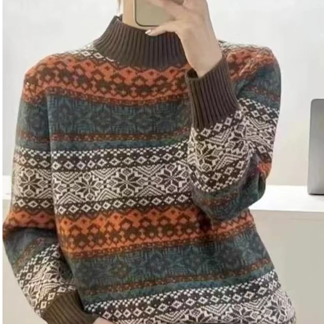 170#秋冬长袖针织衫半高领套头2664