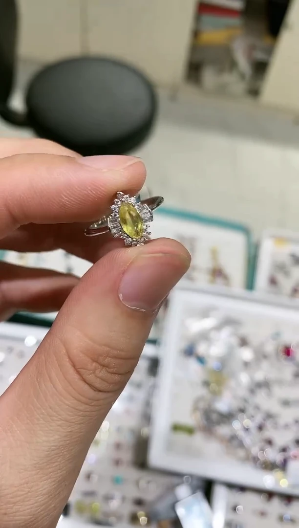 【闪购商品】蓝宝石戒指银S925镀金镶嵌戒指