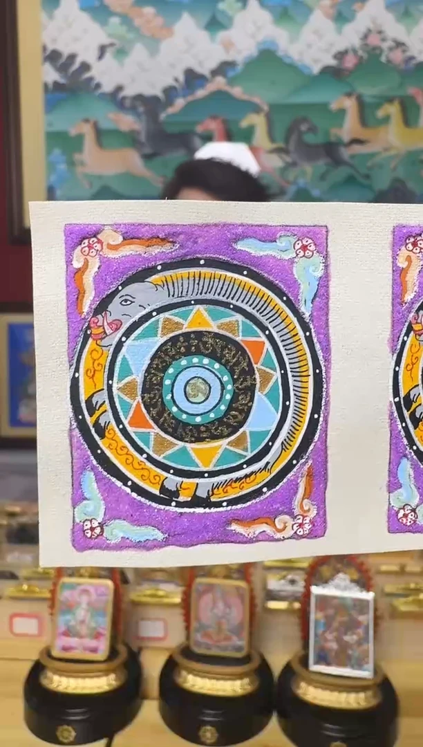 吊坠背卡-热贡纯手绘周毛