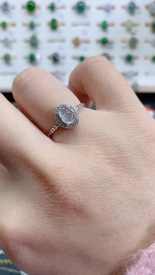 银S925镶嵌戒指翡翠天然翡翠