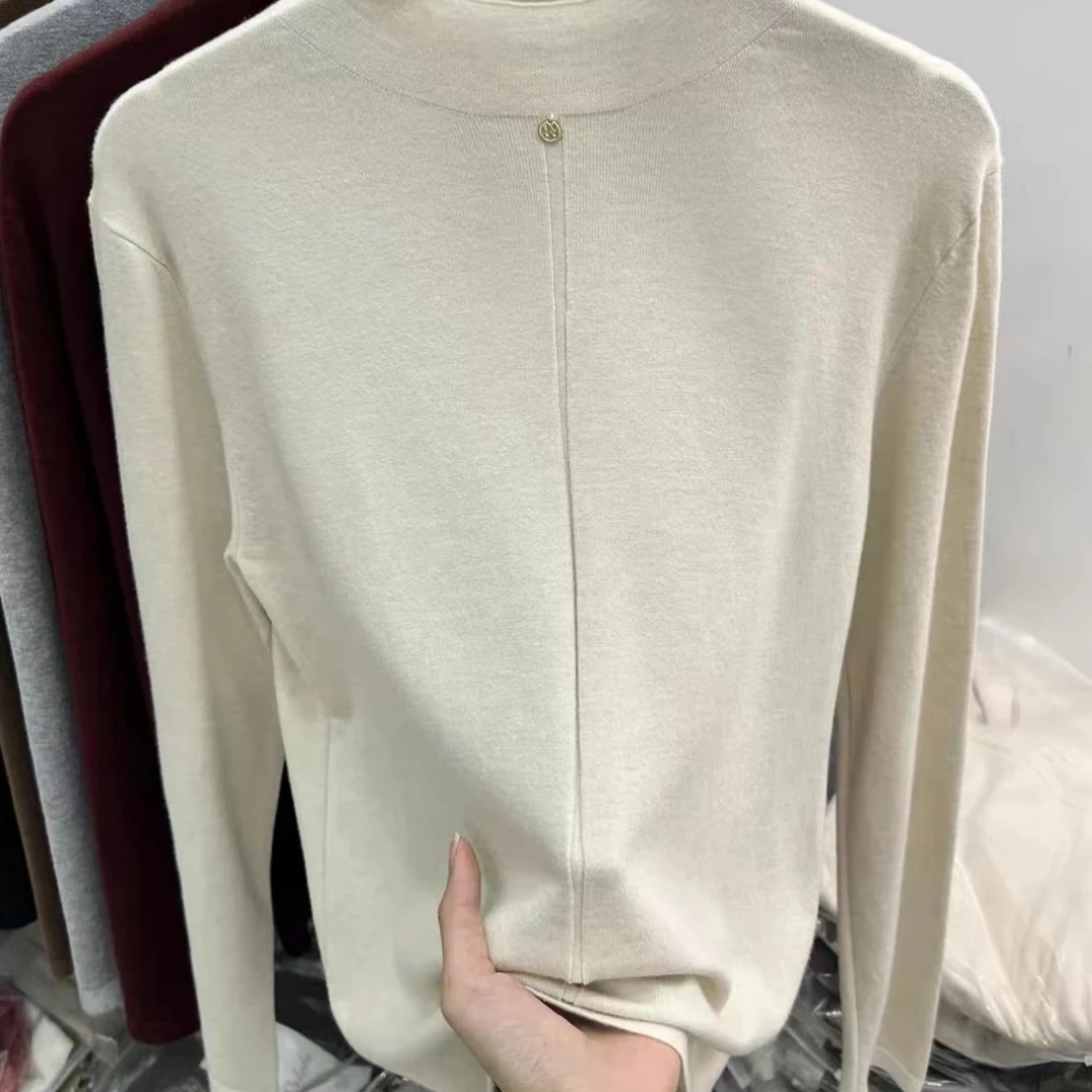 秋冬半高纯色针织衫修身显瘦上衣-901