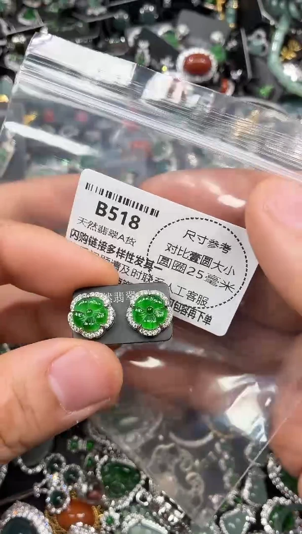 颈饰未镶嵌翡翠B518耳钉