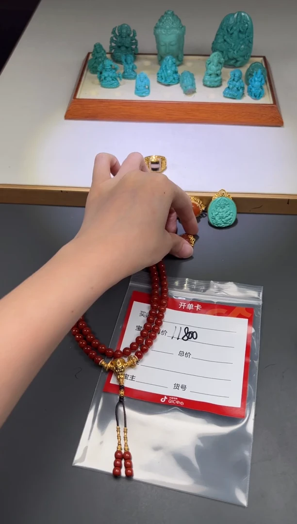 南红玛瑙手串手串18K金镶嵌陈**～手串手串