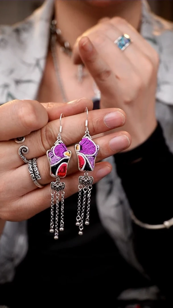 【闪购商品】织绣074非遗手工刺绣耳环