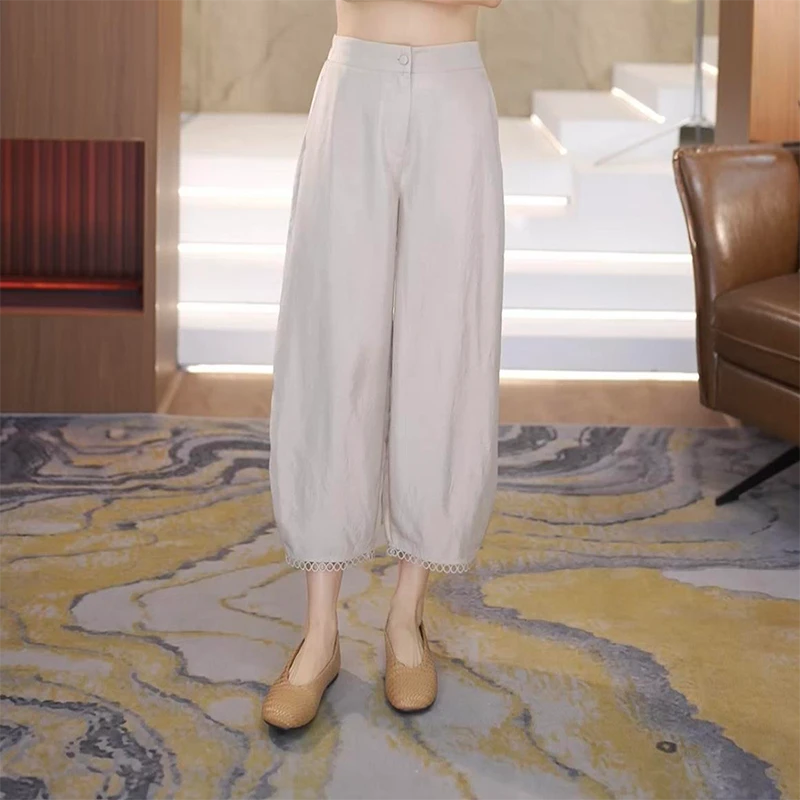 气质设计感裤子2025夏季新款宽松女士显瘦会呼吸的灯笼休闲裤