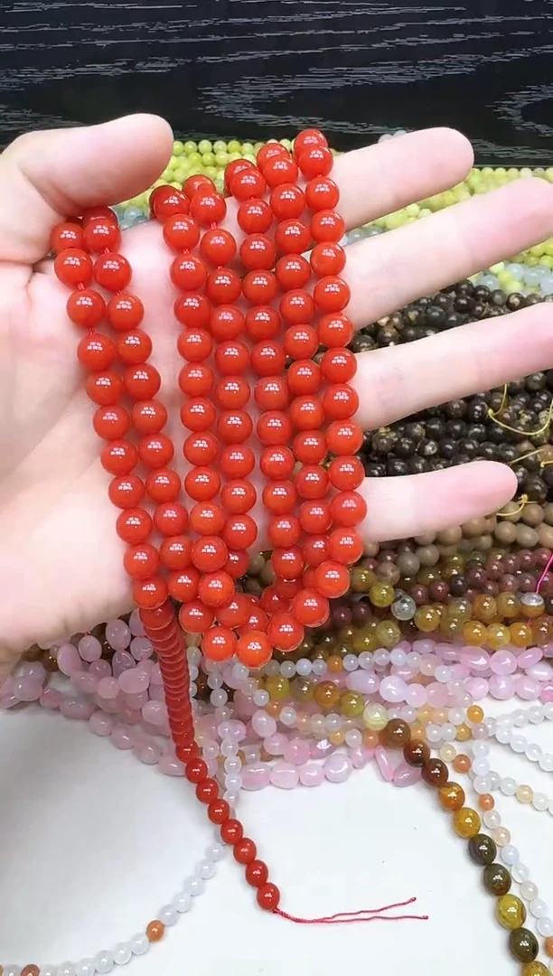 玛瑙/玉髓散珠未镶嵌南红8mm