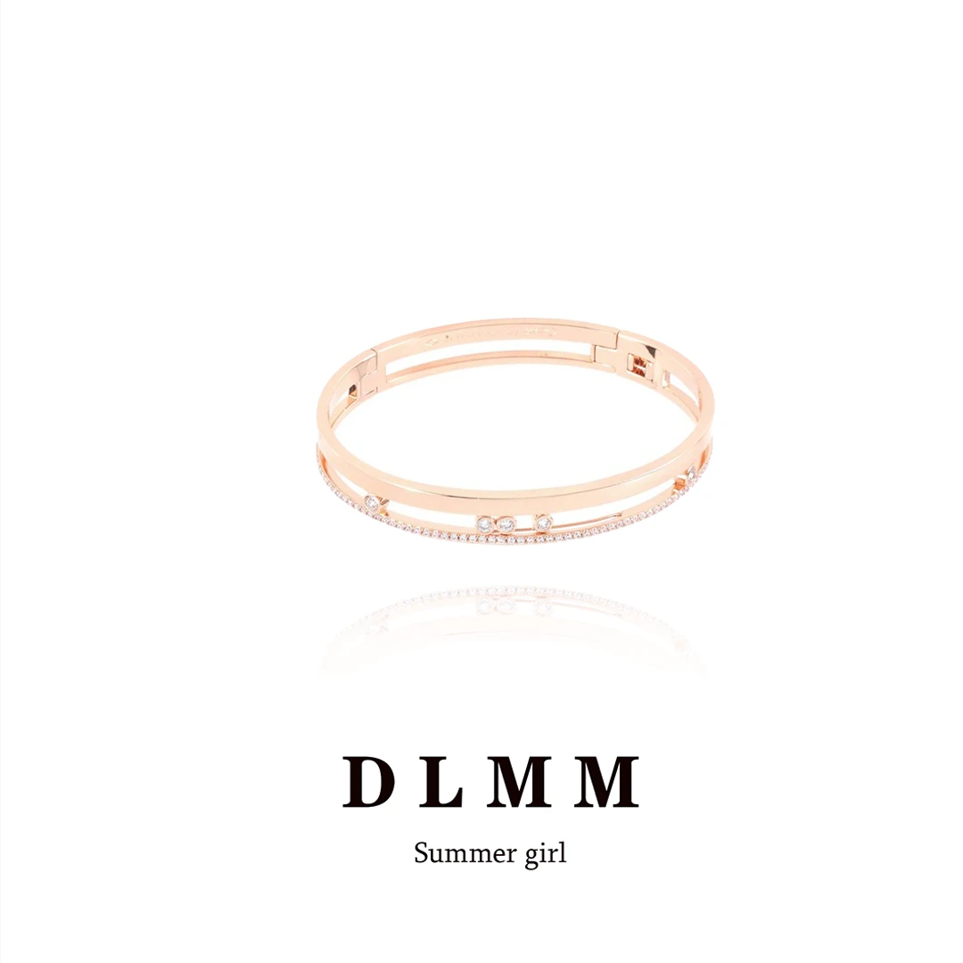 铜合金合成锆石手镯 镀K金 滚动钻手镯铜合金锆石精致百搭 S001
