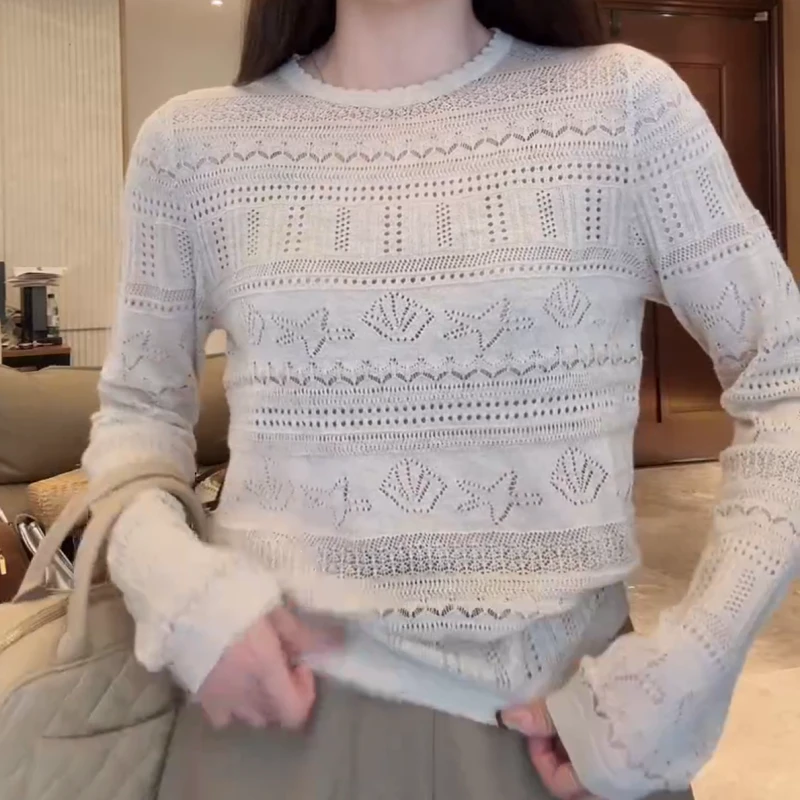 《惬意时光》早秋新款气质轻薄款百搭镂空显瘦开衫LK2505791