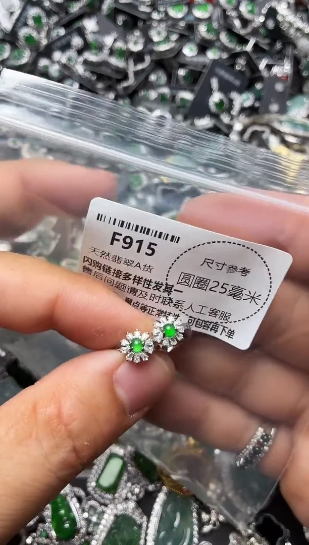 翡翠未镶嵌颈饰F915耳扣