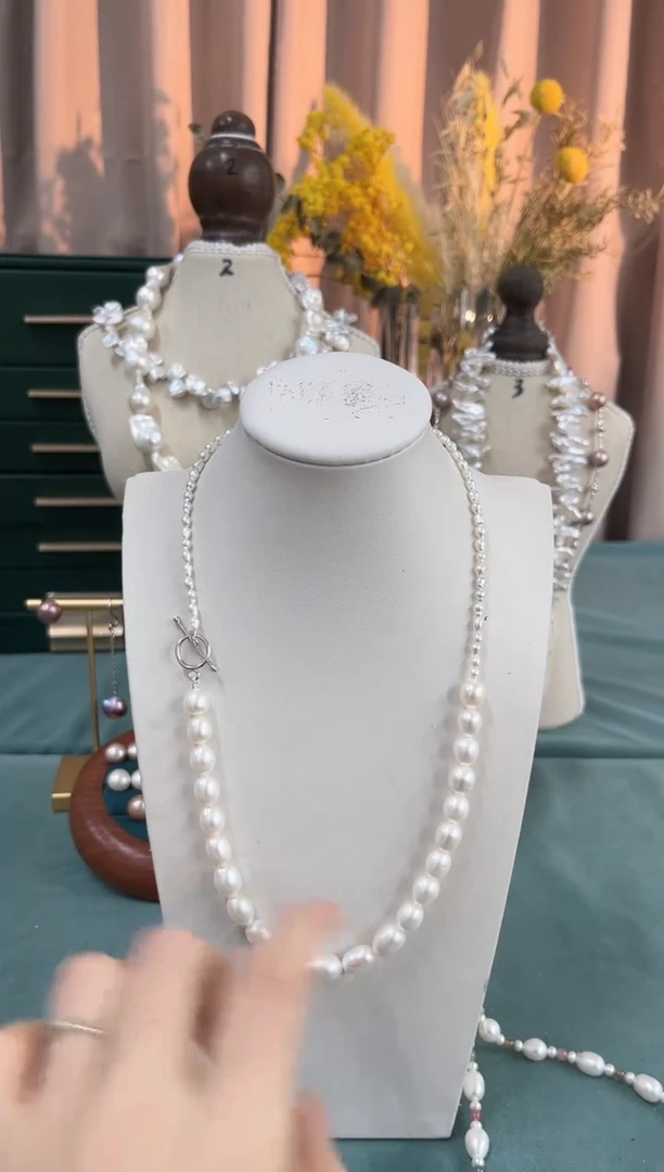 淡水珍珠银S925镶嵌颈饰AB款项链