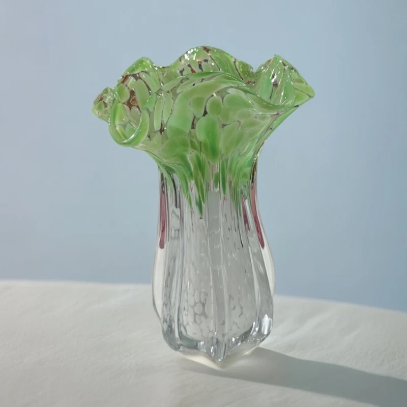 S清新琉璃白菜花瓶桌面摆件装饰品可水培客厅玄关民宿电视柜花器