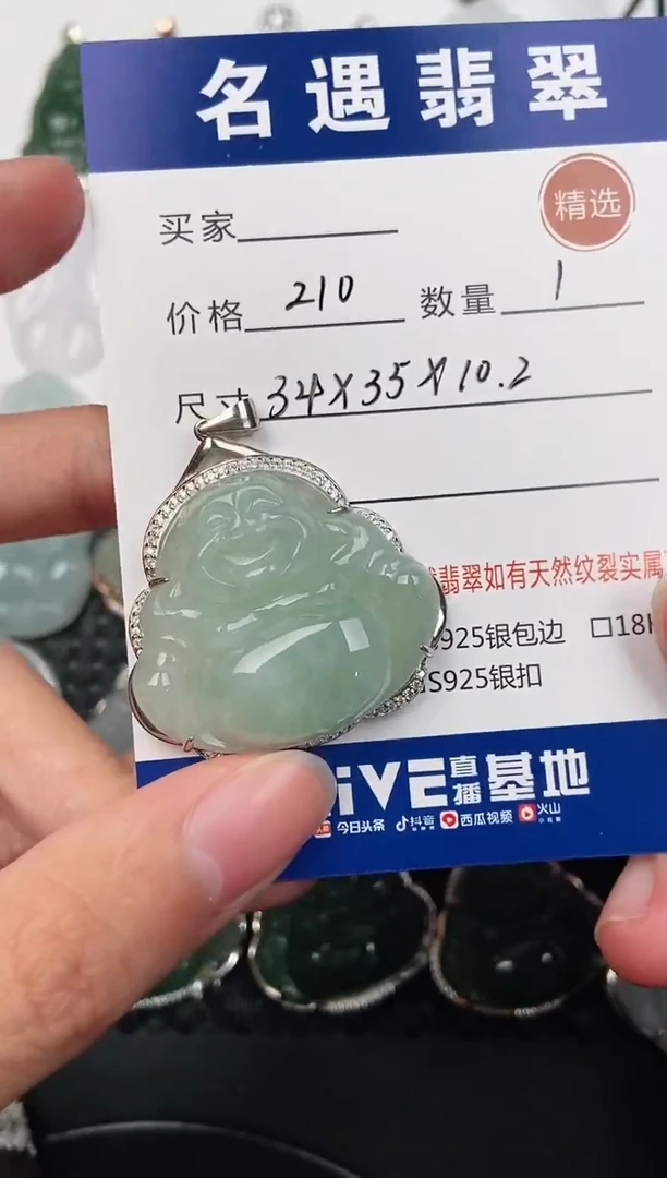 颈饰银S925镶嵌翡翠挂件