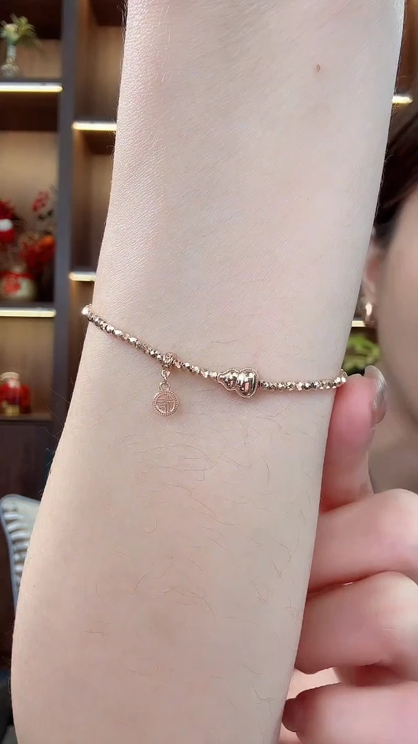 18K金手链18K金爆闪葫芦手链