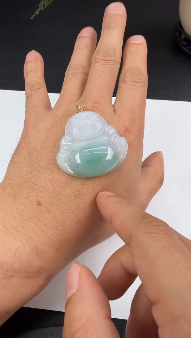 吊坠(不含链)18K金镶嵌翡翠翡翠饰品-346