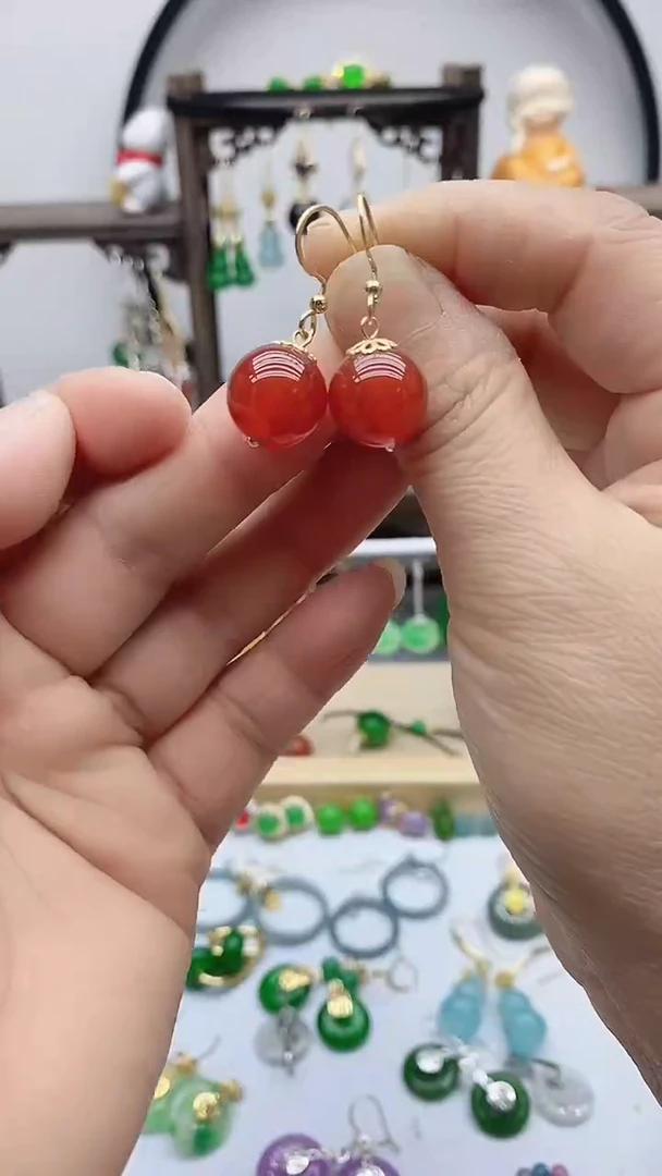 14K金镶嵌南红玛瑙耳饰39