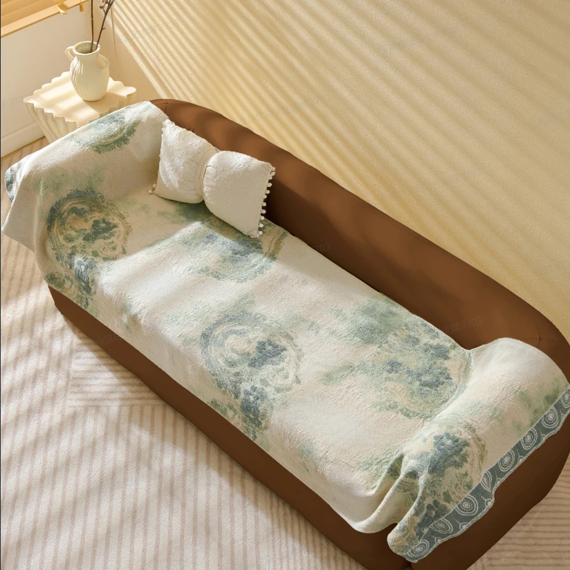 意式收藏级理疗纱布沙发巾--波斯密语绿80*230