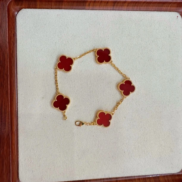 【倩倩专属】18K金红玛瑙15mm四叶【奢华版】手链轻奢百搭