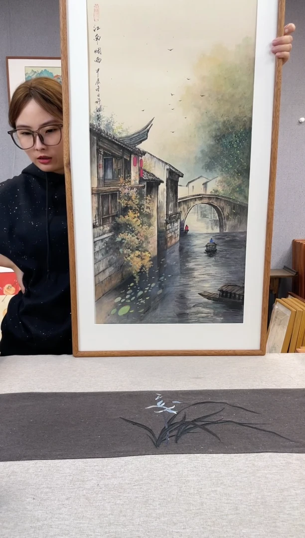 【闪购商品】国画手写手绘带框作品-53*103-王嘉诚