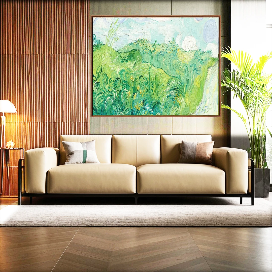 绿色麦田博物馆复刻版画客厅沙发背景墙卧室餐厅玄关挂画轻奢油画