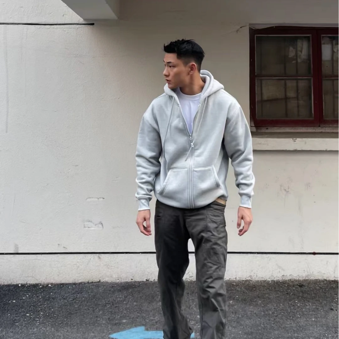 2025春季新款开衫连帽外套男女同款百搭连帽秋冬保暖休闲外套