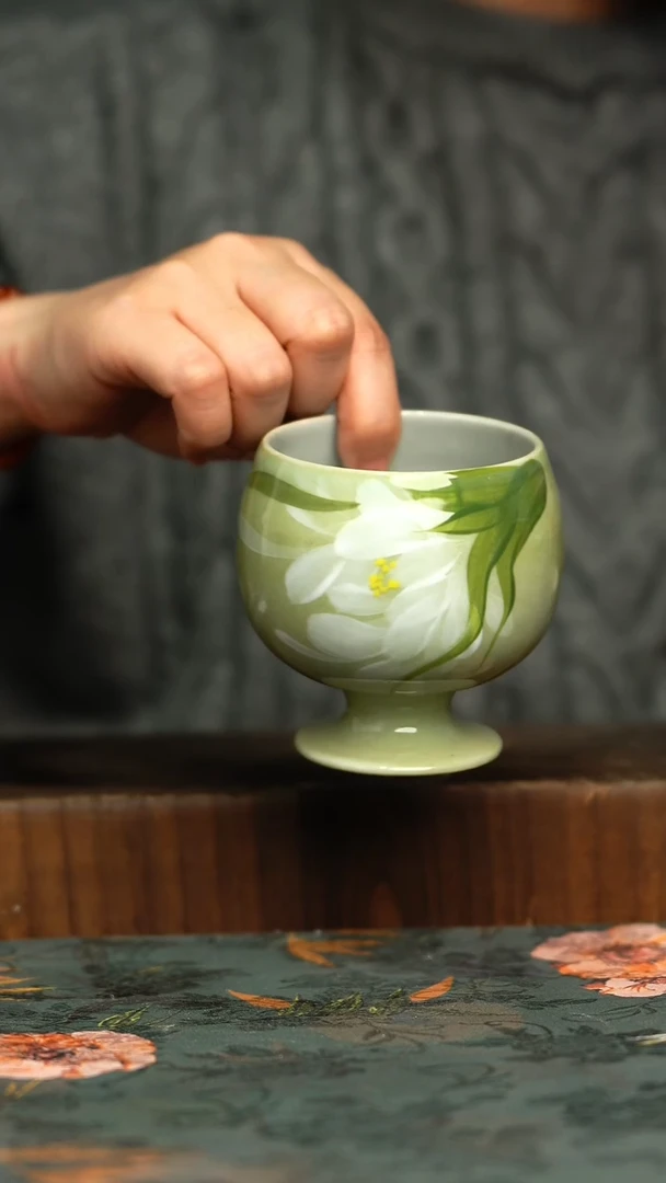 杯釉下彩手工手绘同款陶器