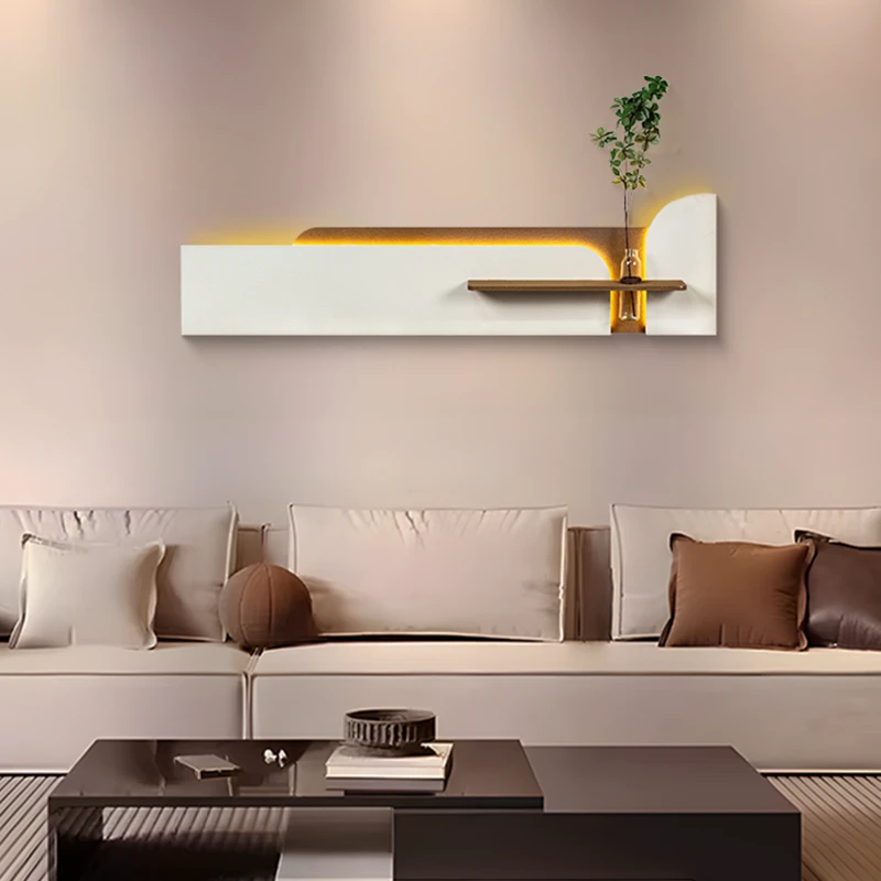 花瓶水培绿植客厅装饰画沙发背景墙画立体砂岩卧室LED氛围灯40150