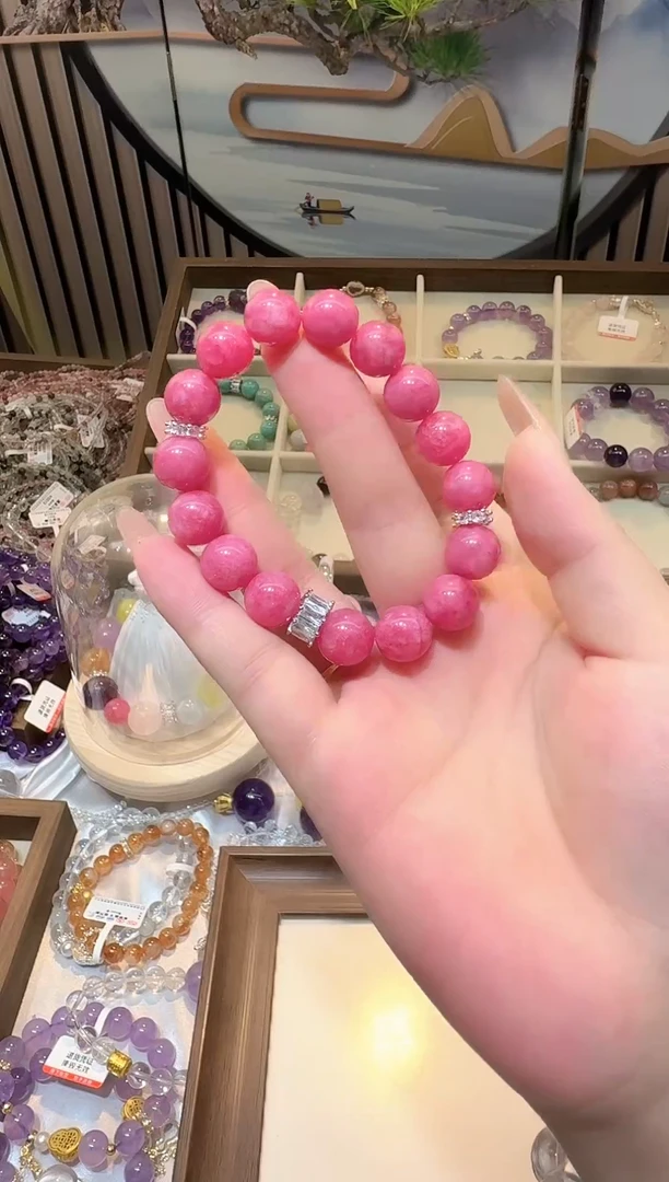 水晶手链未镶嵌蔷薇素圈手链12mm