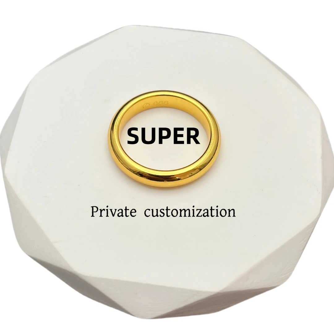 铜合金戒指 时尚素圈戒指亮面经典金色传承素款百搭宽度约4mm