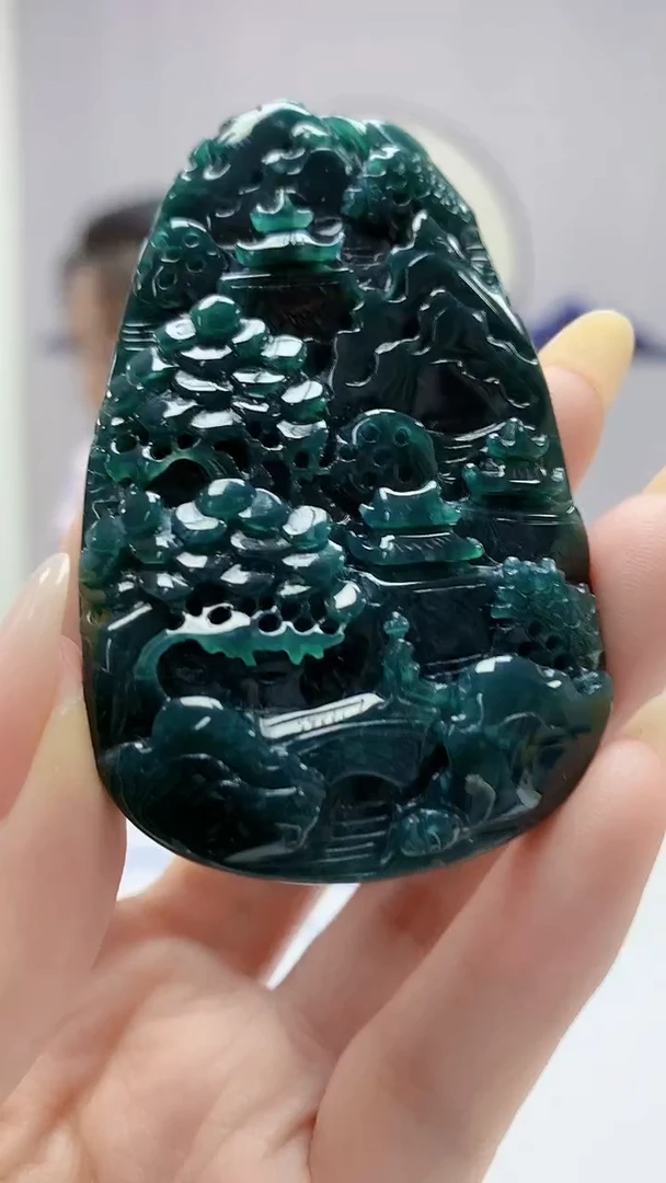 【闪购商品】定制翡翠未镶嵌4902DD-毛货挂件49